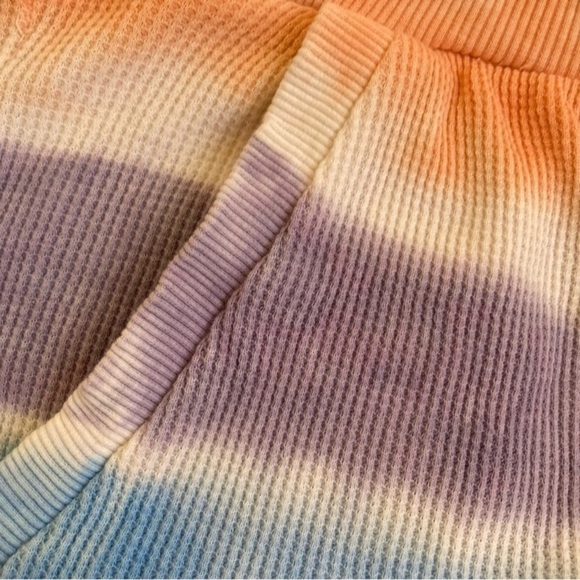 Simply Southern Tie Dye Waffle Knit Lounge Beach Shorts Peach Purple Blue Sz M - Picture 7 of 14